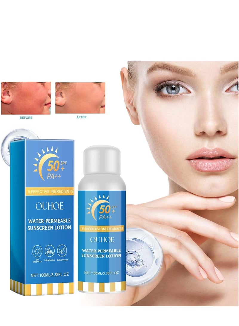 OUHOE Moisturizing Sunscreen Mist, Ultra-Light Sunscreen Spray Lotion SPF50, Daily Face Sunscreen Spray, Face and Body Protection, Non-Greasy &Water Resistant Sunscreen 100ml - Image 5