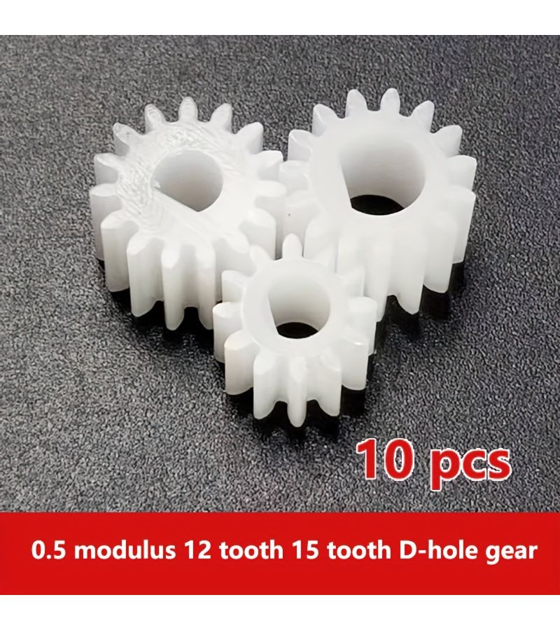 Plastic Gear 0.5 Modulus 10 Pcs 15 Tooth 4mm D Hole Straight Tooth Toy DIY Parts - Image 1