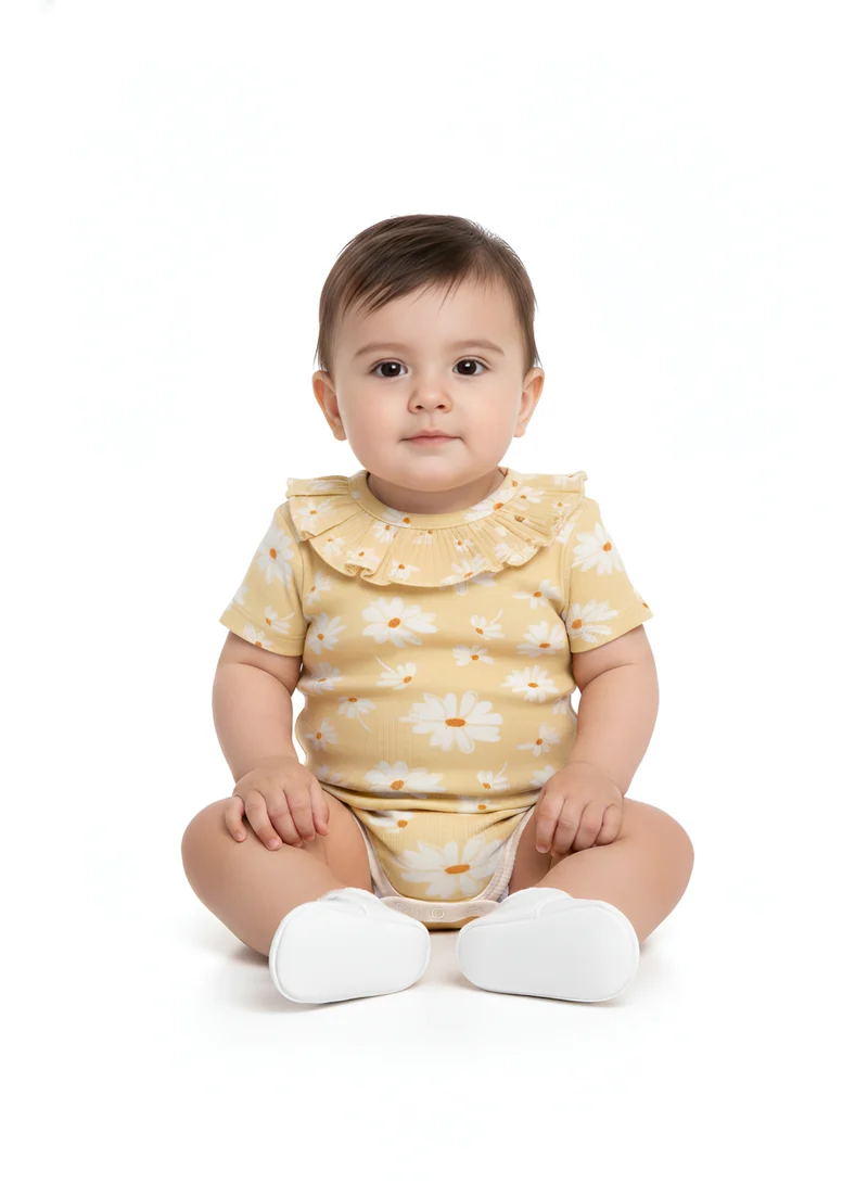 Bambimici Bambimici Daisy Flower Print Short Sleeve Bodysuit