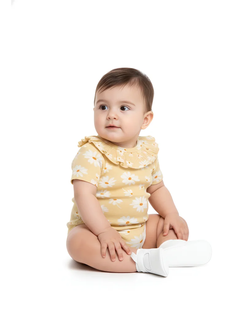 Bambimici Bambimici Daisy Flower Print Short Sleeve Bodysuit