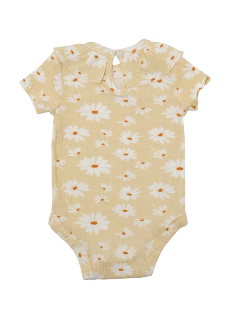 Bambimici Bambimici Daisy Flower Print Short Sleeve Bodysuit