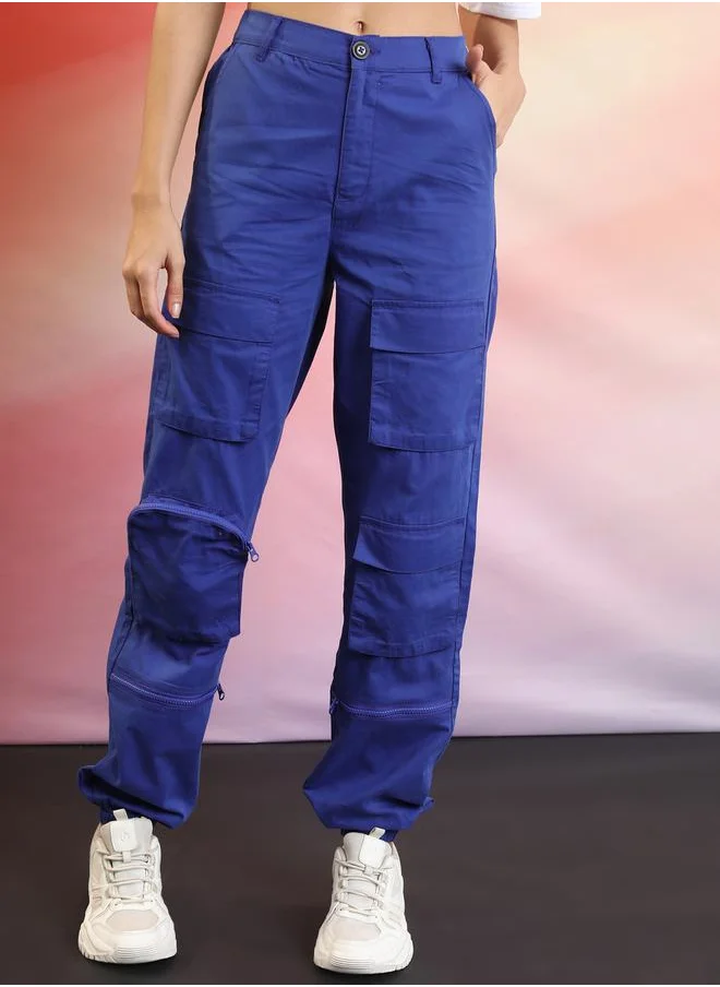 كيتش Zip Pocket Detail Mid Rise Cargo Pants