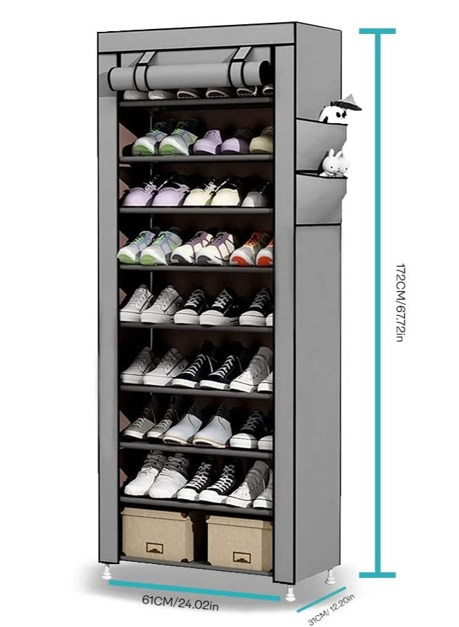 بلومنغ تايم رف أحذية مكون من 10 طبقات مع غطاء من القماش غير المنسوج، رف أحذية للممر، المدخل، غرفة المعيشة - Image 3