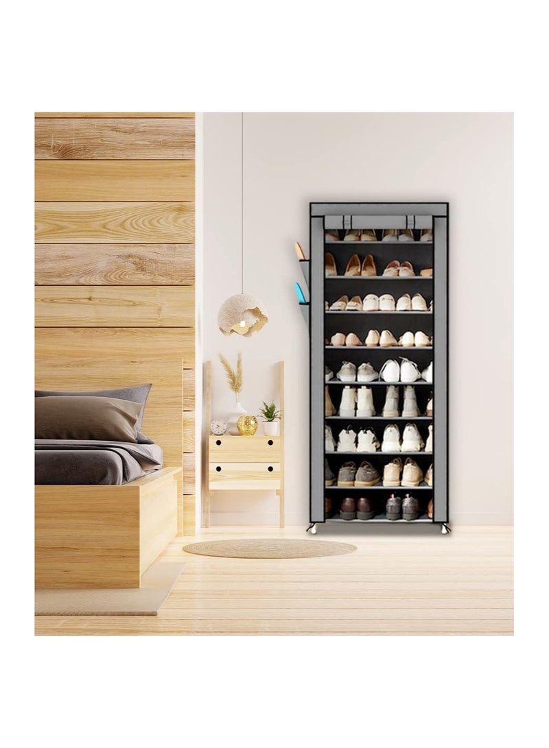 بلومنغ تايم رف أحذية مكون من 10 طبقات مع غطاء من القماش غير المنسوج، رف أحذية للممر، المدخل، غرفة المعيشة - Image 5