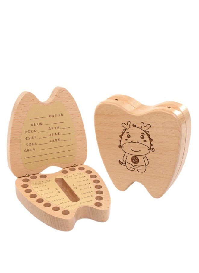 Generic - Wooden Teeth Commemorative Box Boys And Girls Fetal Hair Children's Collection Box Baby's Teeth Replacement Storage Box-Color:Y Handsome Dog Teeth-monkey - Image 1