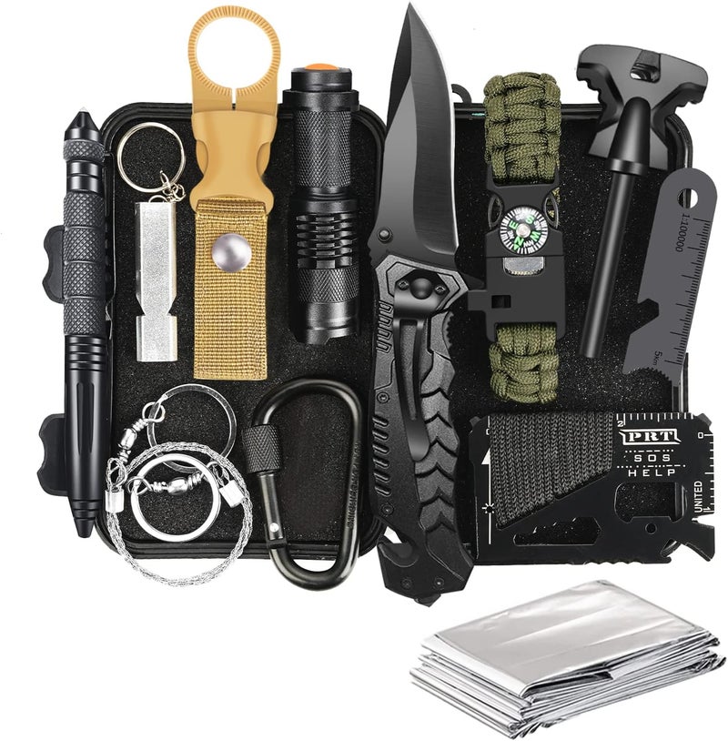TRSCIND Gifts for Men Husband Dad Valentines Day, Survival Kit, Emergency Survival Gear and Equipment 14 in 1, Anniversary Birthday Gifts for Him Boyfriend, Hunting Fishing Camping Accessories, Cool Gadget - Image 1