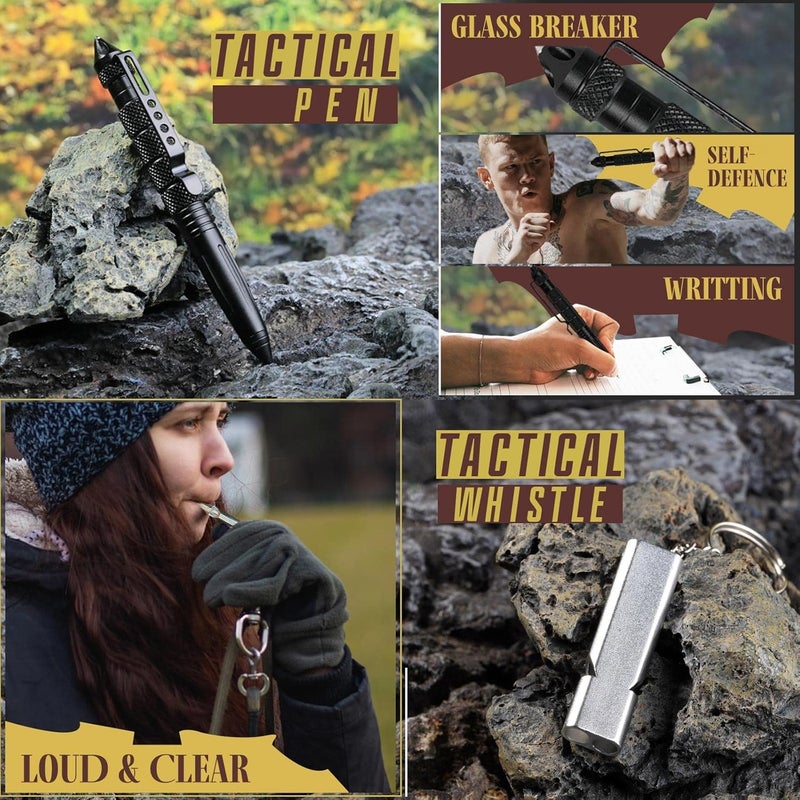 TRSCIND Gifts for Men Husband Dad Valentines Day, Survival Kit, Emergency Survival Gear and Equipment 14 in 1, Anniversary Birthday Gifts for Him Boyfriend, Hunting Fishing Camping Accessories, Cool Gadget - Image 4