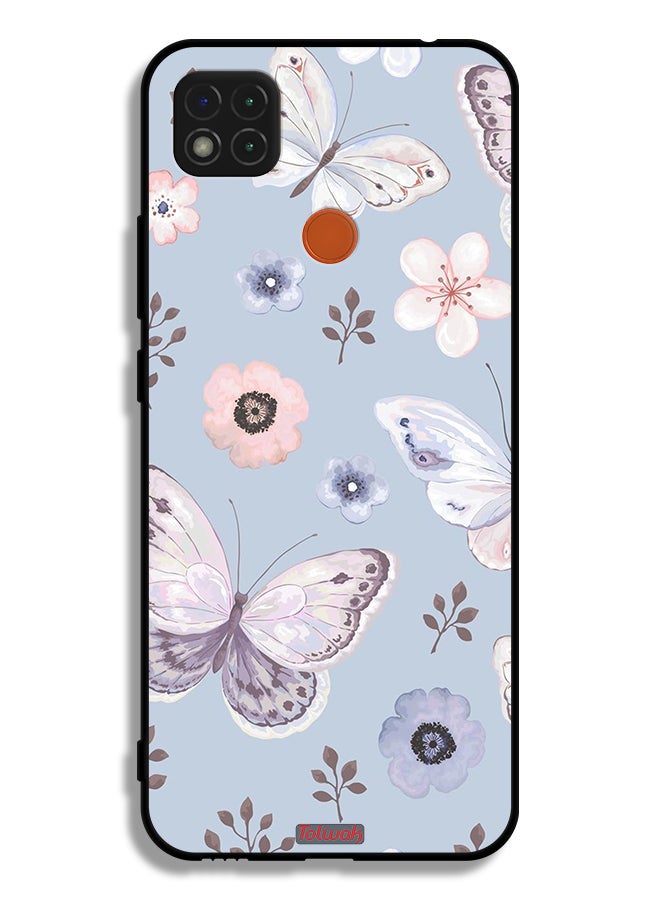 Tolwak Xiaomi Redmi 9C Protective Case Cover Butterflies And Flowers - Image 2