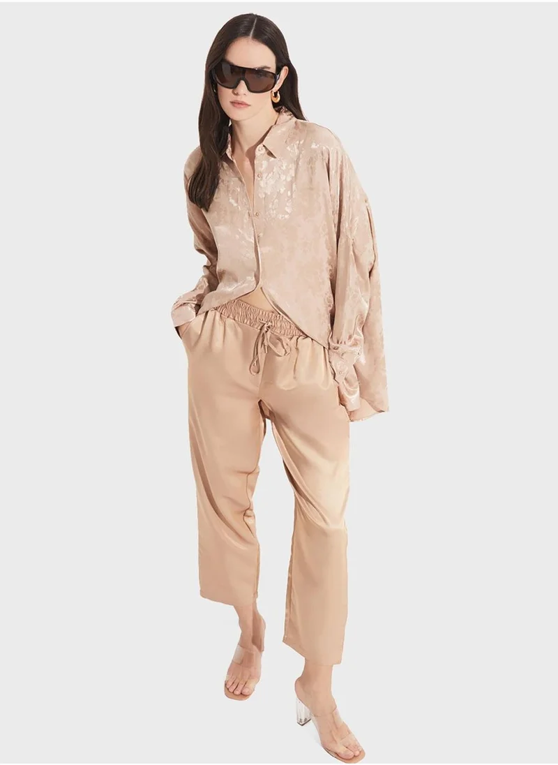 JUNE Patterened Button Down Shirt