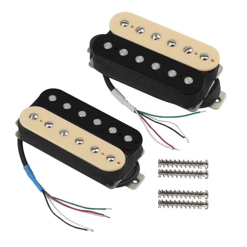 FLEOR Alnico 5 Guitar Pickup Double Coil Humbucker Pickups Neck and Bridge Set-Zebra - Image 1