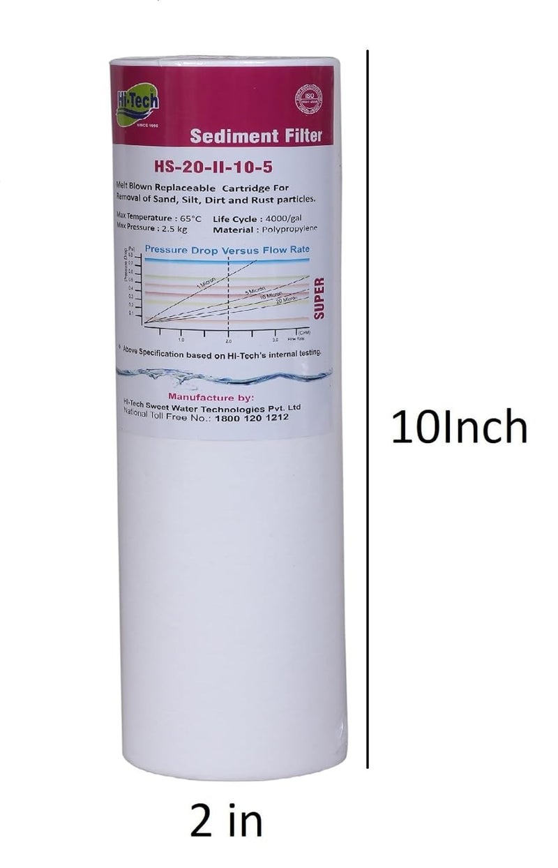 Hi-Tech Sediment Filter 10 inch 5 Micron Replacement Water Filter Cartridge (Pack of 5) - Image 5