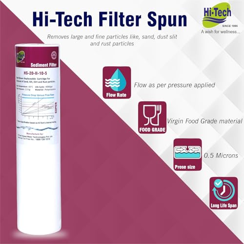 Hi-Tech Sediment Filter 10 inch 5 Micron Replacement Water Filter Cartridge (Pack of 5) - Image 3