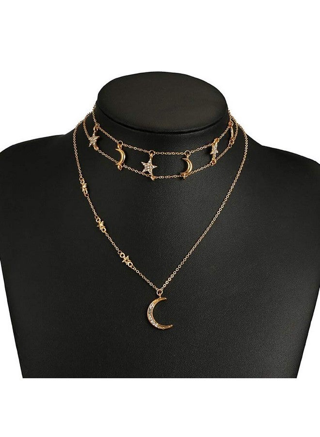 Chargances Bohemia Gold Moon And Stars Necklace For Women Fashion Gold Choker Necklace Delicate Moon Stars Jewelry For Women And Girls - Image 3