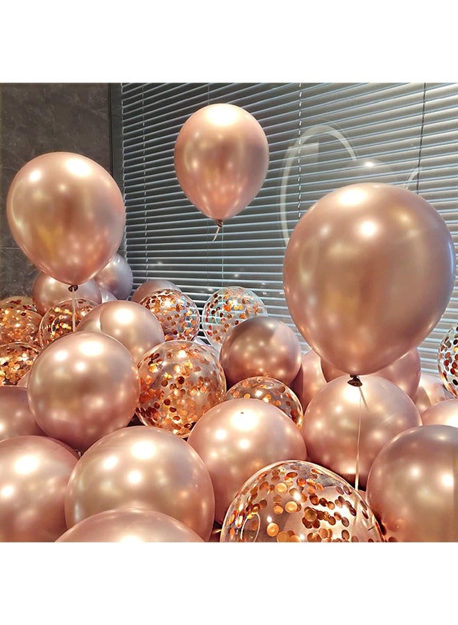 90 قطعة بالونات مقاس 30.48 سم مع شريط ذهبي وردي لتزيين حفلات أعياد الميلاد وحفلات الزفاف - Image 2
