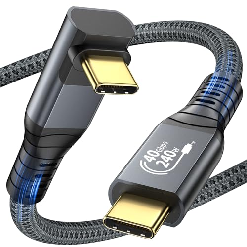 LEIRUI Certified USB4 Cable for Thunderbolt 4 Cable 40Gbps Down Angle USB C Data Transfer Cable 90 Degree 8K60Hz Video 240W PD Fast Charging for iPhone 1617Steam DeckUSB C MonitorSSDMacBook 6FT - Image 1