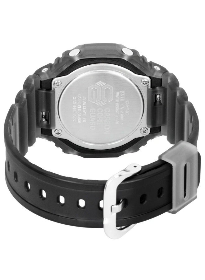 G-SHOCK Analog-Digital Men’s Watch GA-2100FLS-8A2, 45.4 mm Flame Inside Blue Dial, Grey Carbon Core Guard Case & Resin Strap, Shock-Resistant, Double LED Light, 200 m WR - Image 5