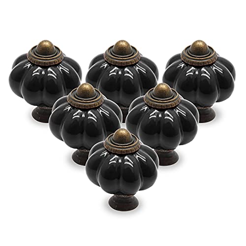 Seimneire 12pcs Black Vintage Ceramic Cabinet Knobs and Drawer Pulls with Mounting Screws - Image 1