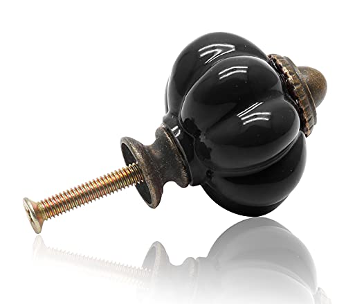 Seimneire 12pcs Black Vintage Ceramic Cabinet Knobs and Drawer Pulls with Mounting Screws - Image 3