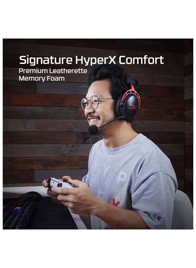 هايبركس HyperX Cloud Alpha Wireless - سماعة رأس للألعاب للكمبيوتر الشخصي، عمر بطارية يصل إلى 300 ساعة، سماعة رأس DTS: صوت مكاني X، رغوة الذاكرة، برامج تشغيل الغرفة المزدوجة، ميكروفون لإلغاء الضوضاء، إطار ألومنيوم متين - Image 5