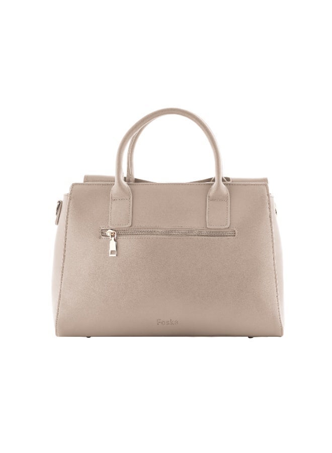 فوسكا كرشنطة كتف ووس نسائية Foska لون رمادي، شنطةكلاسيكية جلد عصري، مثالية للإطلالة اليومية يد - Image 4