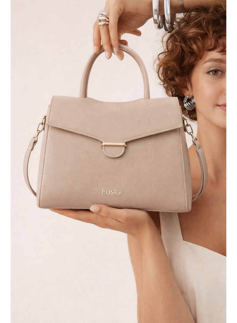 فوسكا كرشنطة كتف ووس نسائية Foska لون رمادي، شنطةكلاسيكية جلد عصري، مثالية للإطلالة اليومية يد - Image 1