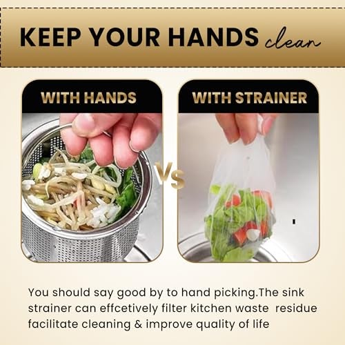 EASELR Kitchen Sink Hanging Strainer with 100 Sink Strainer Net Bag, Stainless Steel Corner Sink Basket Holder Mesh Sink Strainers for Kitchen Sink Food Catcher, Sink Trash Catcher for Garbage Leftovers - Image 5