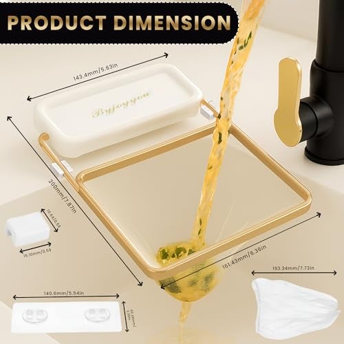 EASELR Kitchen Sink Hanging Strainer with 100 Sink Strainer Net Bag, Stainless Steel Corner Sink Basket Holder Mesh Sink Strainers for Kitchen Sink Food Catcher, Sink Trash Catcher for Garbage Leftovers - Image 2