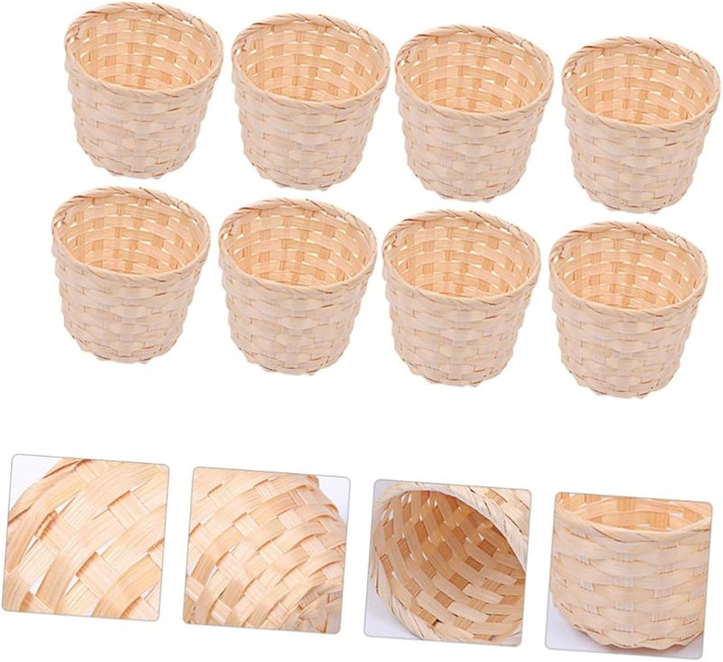 Tehaux Handmade Woven Storage Basket Set Of 8 Desktop Organizer For Home And Office - Image 5