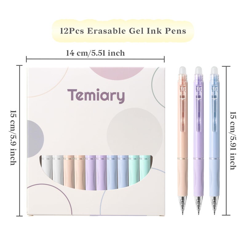 Temiary 10 Pcs Retractable Erasable Gel Pens, Fine Point 0.5 mm, Make Mistakes Disappear, Smooth Writing Gel Pen with Eraser for Journaling Note Taking Marking Planner Crossword Puzzles (Black Ink) - Image 2