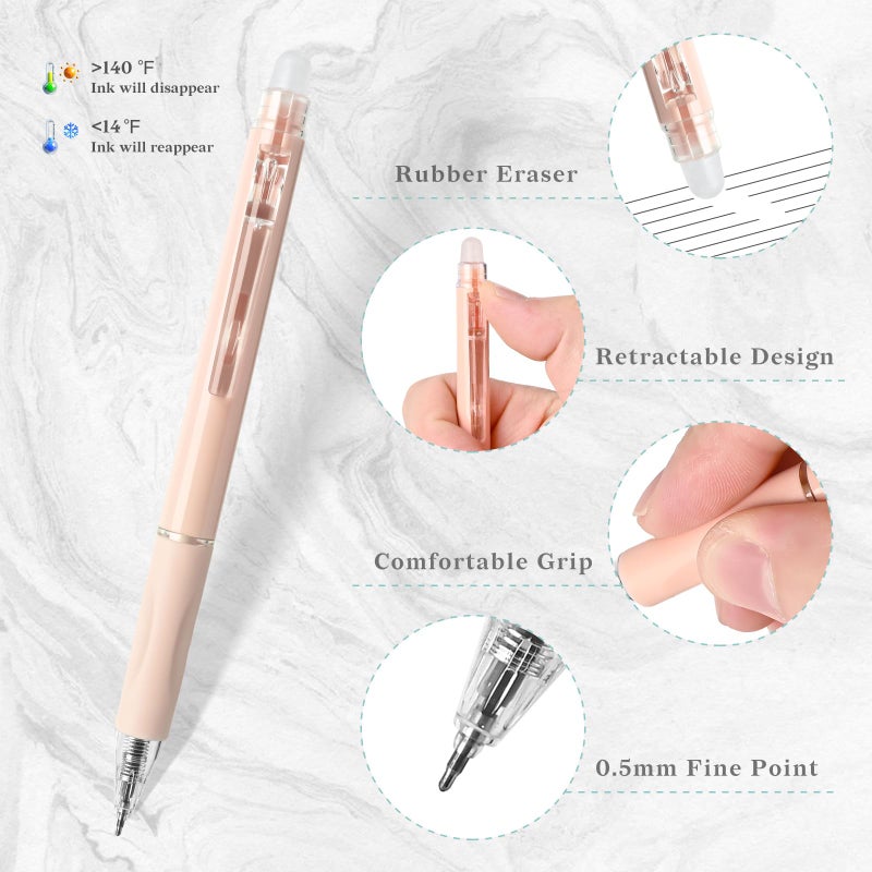 Temiary 10 Pcs Retractable Erasable Gel Pens, Fine Point 0.5 mm, Make Mistakes Disappear, Smooth Writing Gel Pen with Eraser for Journaling Note Taking Marking Planner Crossword Puzzles (Black Ink) - Image 3