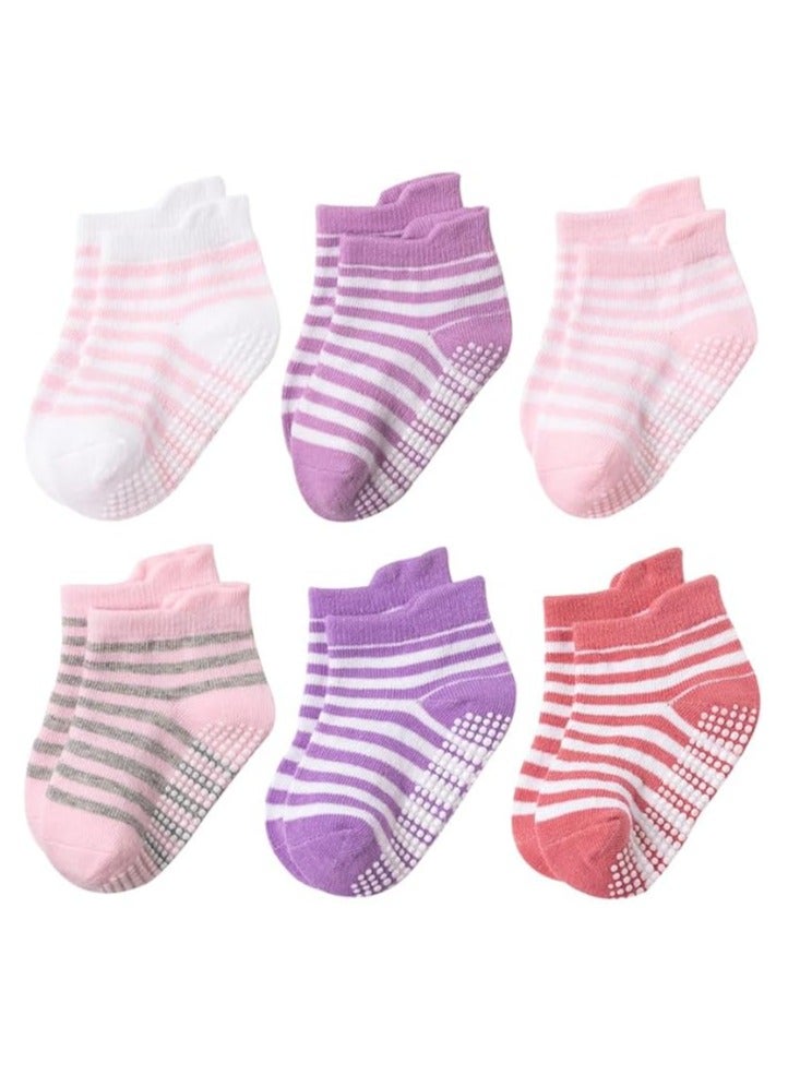 6 أزواج من جوارب الأطفال مع مقابض، جوارب أطفال مانعة للانزلاق - Image 1