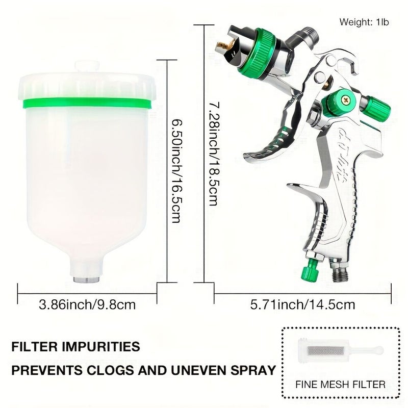 HVLP 2018 Automotive Spray Gun Kit Blue 1.4mm 1.7mm 2.0mm Nozzle Set - Image 2