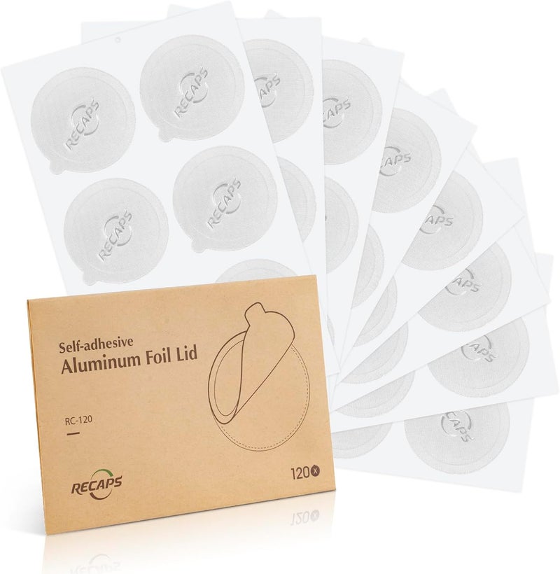 ريكابس أغطية إسبريسو من الألومنيوم ، أختام رقائق، كبسولات قهوة قابلة لإعادة الاستخدام متوافقة مع خط Nespresso الأصلي (أغطية فقط 120 قطعة) بقطر 37 مم - Image 1
