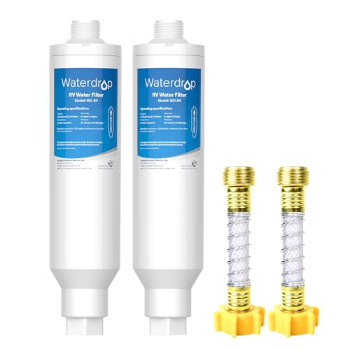 Waterdrop RV Water Filter, NSF Certified, Reduces Chlorine, Bad Taste, Odor, 2 Pack, Flexible Hose Protector - Image 1