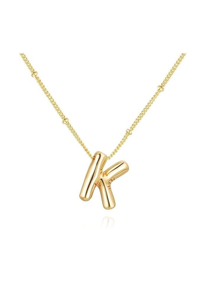 Fayrouz Jewellery 18K Yellow Gold Plated Real Gold Stainless Steel Necklace 26 Letters New Shiny Balloon Big Size A-Z Bubble Initials Wishbone Chain - Image 1