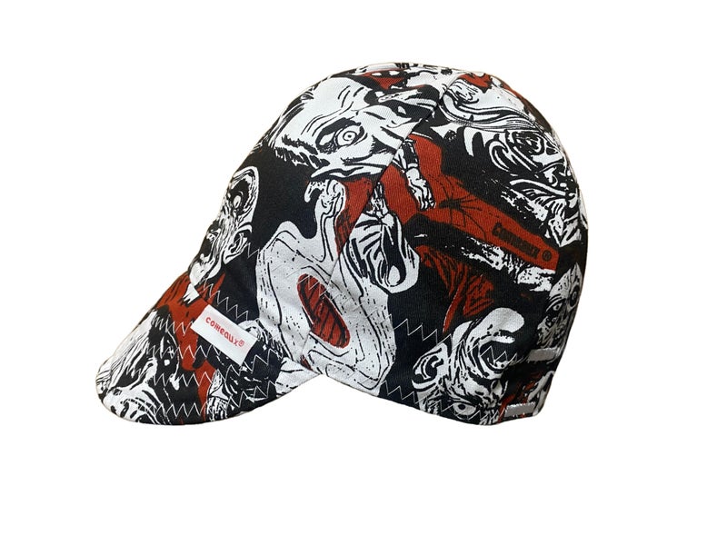 Comeaux Caps Reversible Welding Cap - Vintage Monsters (US, Numeric, 7 1/4, Red) - Image 1