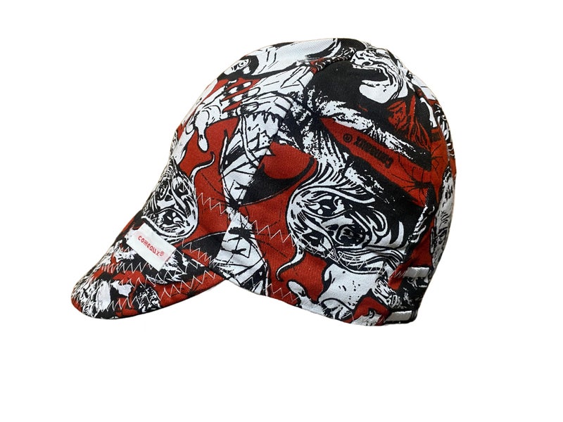 Comeaux Caps Reversible Welding Cap - Vintage Monsters (US, Numeric, 7 1/4, Red) - Image 2