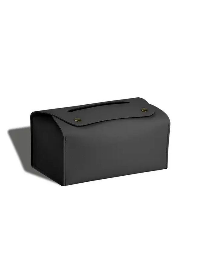 Customizable Text Artificial Leather Tissue Box Cover Personalized Home Decor Black - Image 1