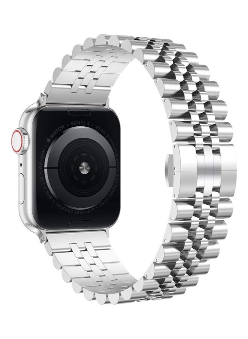 ELTRAZONE Compatible with Apple Watch Band Series 5 44mm 42mm, Stainless Steel iWatch Band with Butterfly Folding Clasp for Watch Band Series 5/4/3/2/1 - Image 2