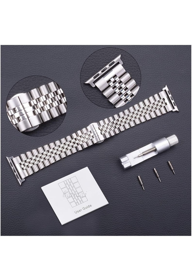 ELTRAZONE Compatible with Apple Watch Band Series 5 44mm 42mm, Stainless Steel iWatch Band with Butterfly Folding Clasp for Watch Band Series 5/4/3/2/1 - Image 4