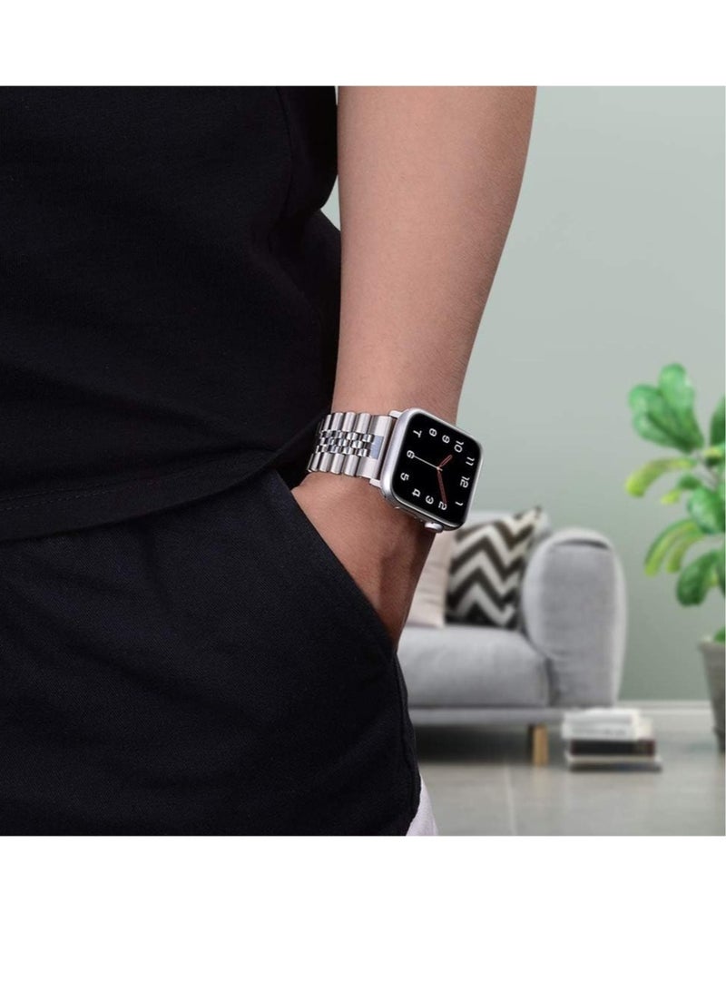 ELTRAZONE Compatible with Apple Watch Band Series 5 44mm 42mm, Stainless Steel iWatch Band with Butterfly Folding Clasp for Watch Band Series 5/4/3/2/1 - Image 5
