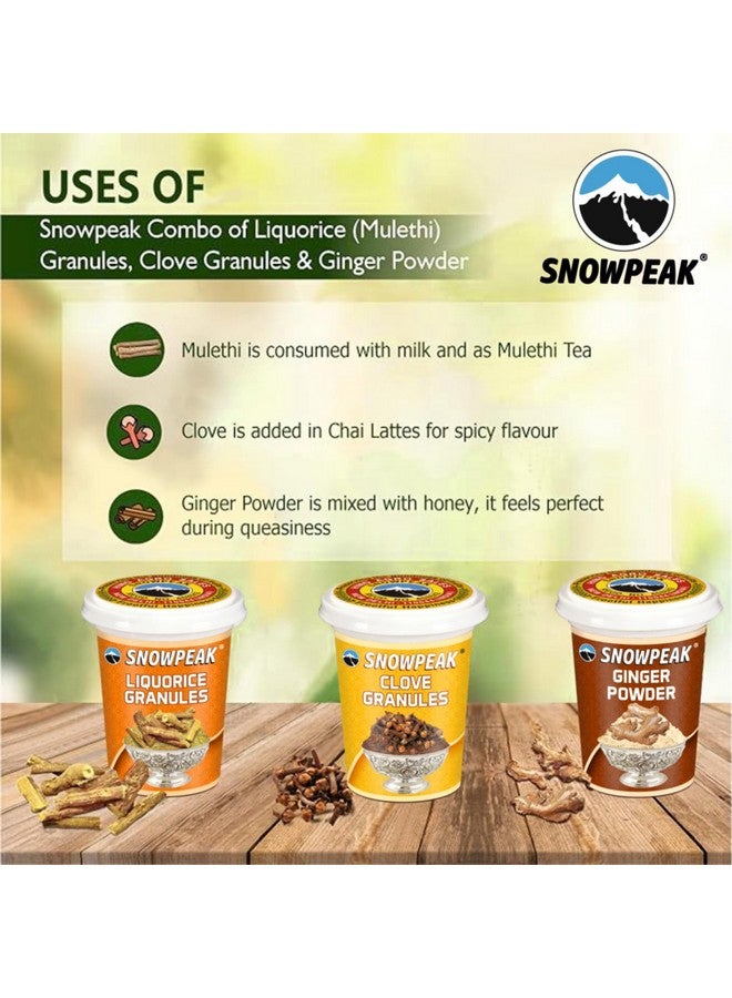 Snowpeak Combo Pack - Mulethi (Liquorice) Granules 50g, Clove (Laung/Lavang) Granules 50g & Ginger (Adrak) Powder 40g | Natural Ingredients for Tea, Kadha, Cooking & Wellness | Pack of 3 - Image 3