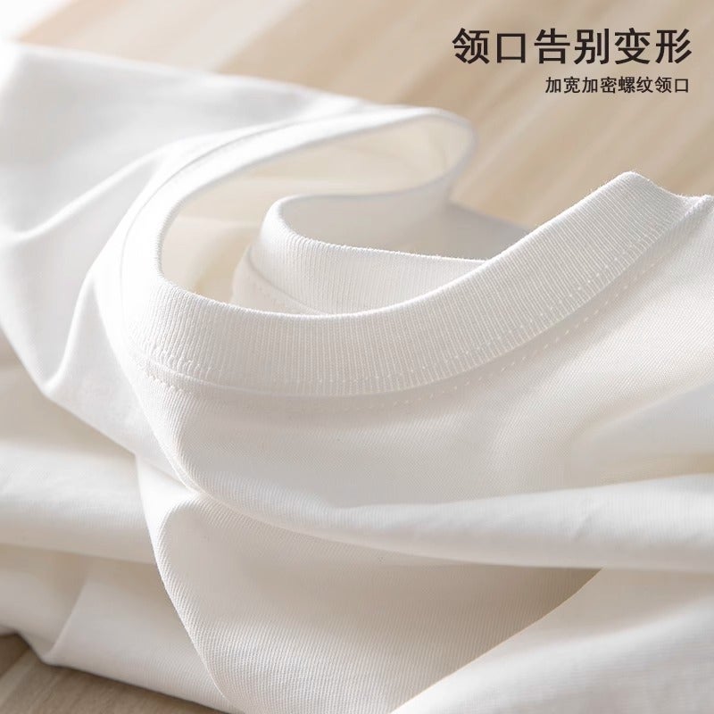Heavy Cotton 220G Short Sleeve T-Shirt Solid Color T-Shirt New 2023 Base Shirt Half Sleeve Sports Casual Half Sleeve - Image 3