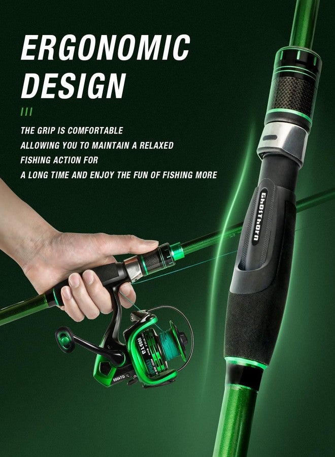 Ghosthorn Fishing Rod and Reel Combo, Graphite Telescoping Fishing Pole Collapsible Travel Compact Rod for Freshwater Saltwater Fishing Gifts for Men Women (Fishing Rod+Reel(No Lures&Line), 2.1M 7FT) - Image 4