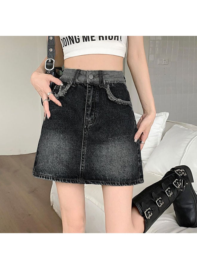 High-Waist A-Line Denim Short Skirt – Vintage, Slimming