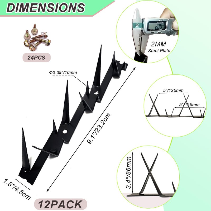 TIQUKDELY Heavy Duty Metal Fence Spikes-Anti Climb Security Spikes for Fence and Wall-Intruder and Animal Deterrent (Black, 178 inches) - Image 2
