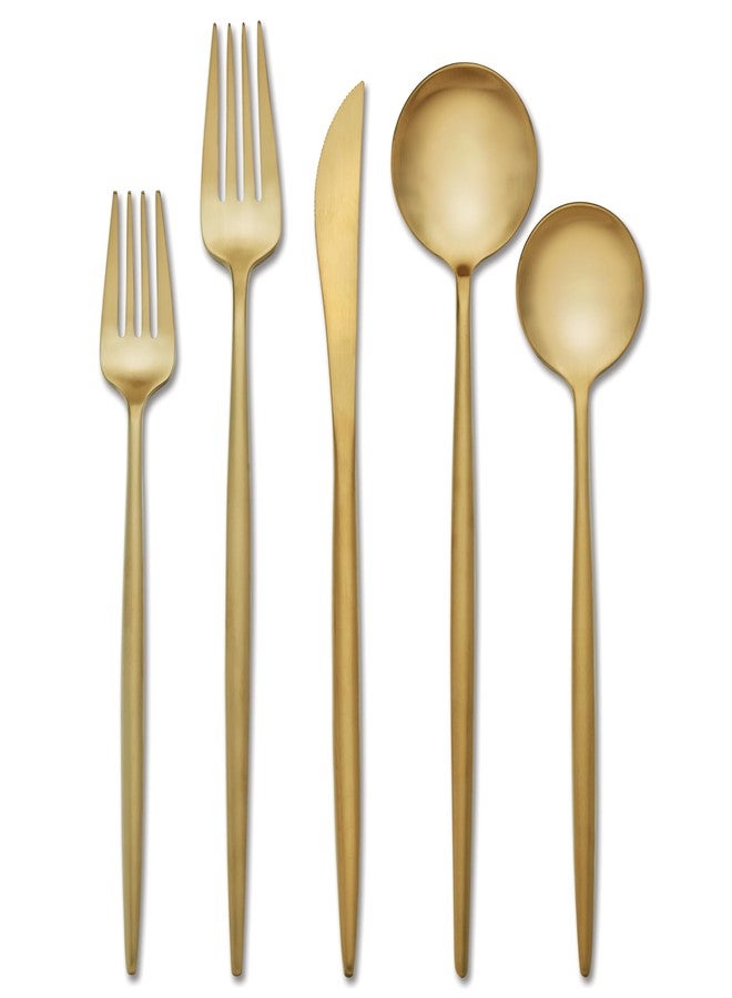 Hampton Forge Zephyr Satin Gold 18/0 20Pc, 3.05 LB, Metallic - Image 1
