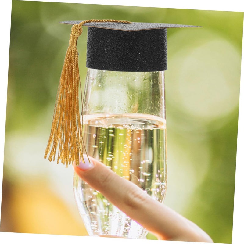 ABOOFAN 6pcs Graduation Hat Goblet Covers Graduation Caps for Beverage Goblets and Celebrations - Image 3
