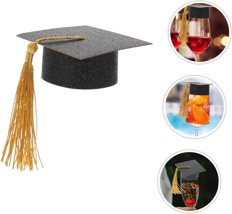 ABOOFAN 6pcs Graduation Hat Goblet Covers Graduation Caps for Beverage Goblets and Celebrations - Image 4