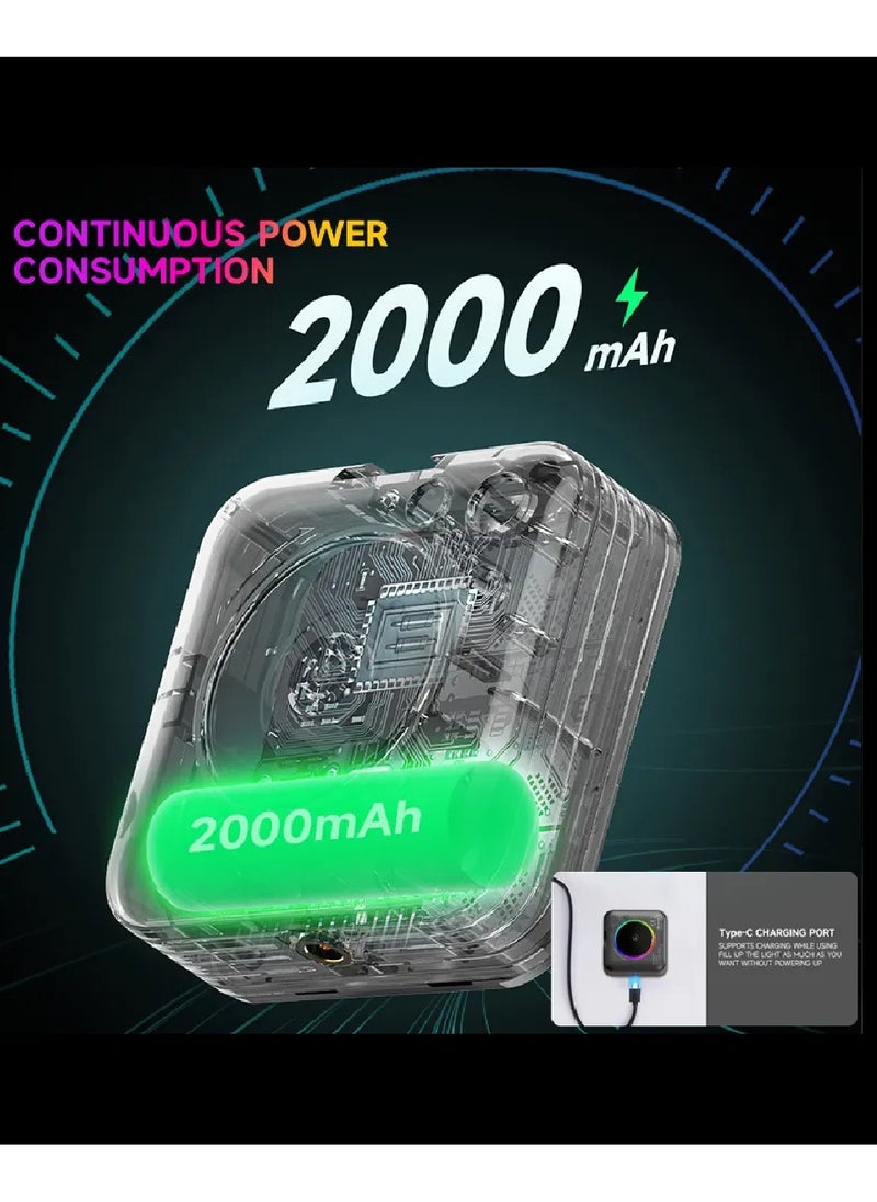 D12S 108 LED RGB Video Light LED Camera Light 360° Full Color Portable Photography Lighting Type-C 2000mAh Rechargeable Battery CRI 95+ 2500-9000K With 8 Lighting Effects 3 Modes On Camera Light